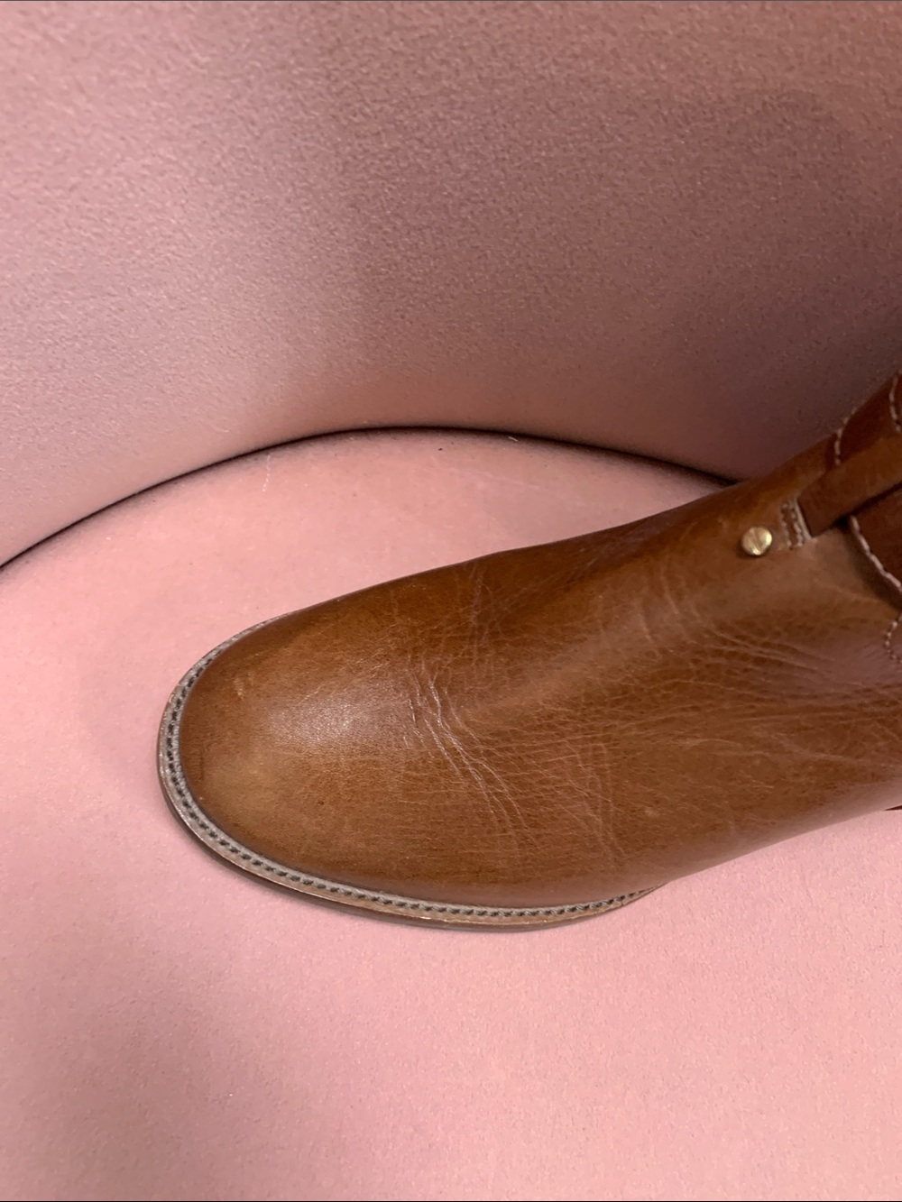 Tory Burch Brown Leather Tall Riding Boots with Gold Logo - Picture 4 of 5
